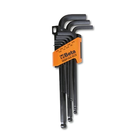 Beta 96BP Set of 9 Ball End Hex Key Allen Wrenches with Holder, SAE 1/16 in-3/8 in 000961000
